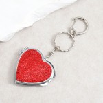 Compact Mirror Manufacturer - Stainless Steel Heart Shaped Mini Keychain Folding
