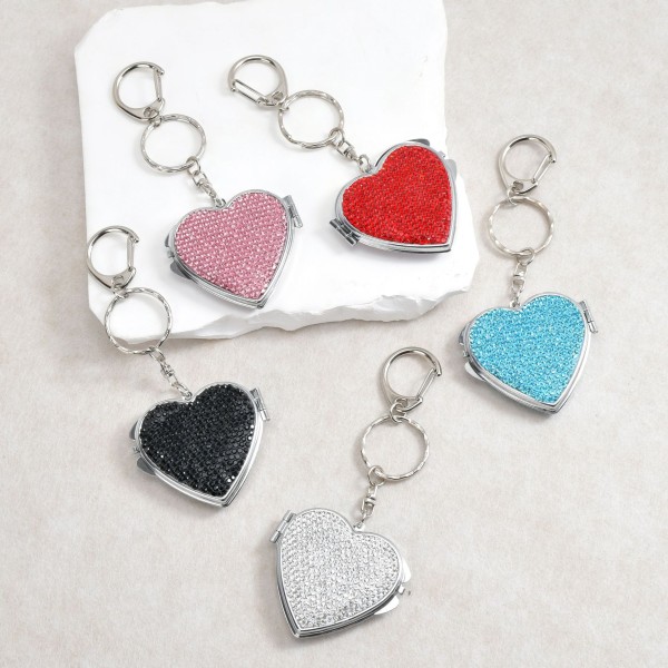 Compact Mirror Manufacturer - Stainless Steel Heart Shaped Mini Keychain Folding
