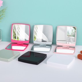 Pocket Cosmetic Mirror Supplier - Custom Logo Portable Mini ABS Plastic Square Travel
