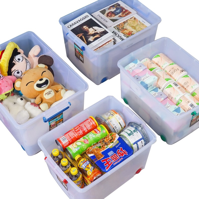 PP Storage Box Manufacturer - 40L Transparent with Wheels