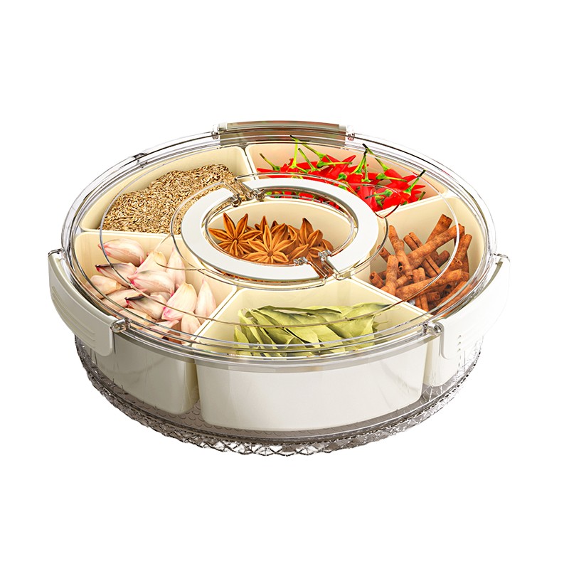 Snack Plate Manufacturer - 6 Grid Rotating Transparent PP