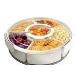Snack Plate Manufacturer - 6 Grid Rotating Transparent PP