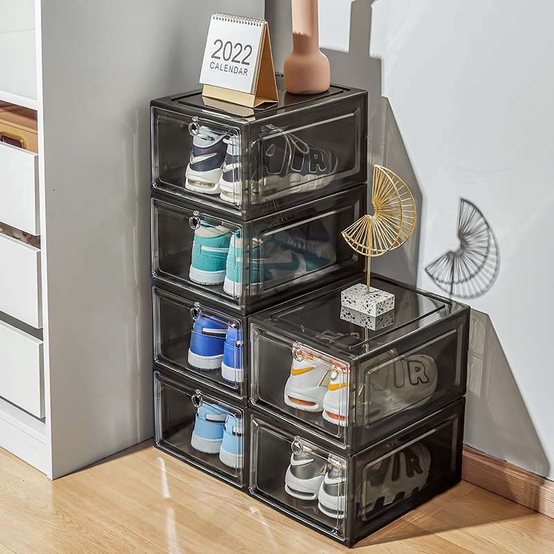 Shoe Container Factory - Side Drop Front Black Acrylic