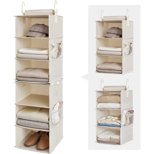 Closet Organizer Manufacturer - 6 Shelf Hanging Fabric with Two 3-shelf