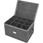 Glass Storage Box Manufacturer - Foldable Grey Linen for Goblet
