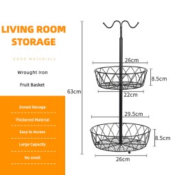 Fruit Bowl Manufacturer - Double Layer Metal Wire with Rack