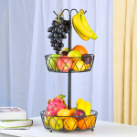 Fruit Bowl Manufacturer - Double Layer Metal Wire with Rack