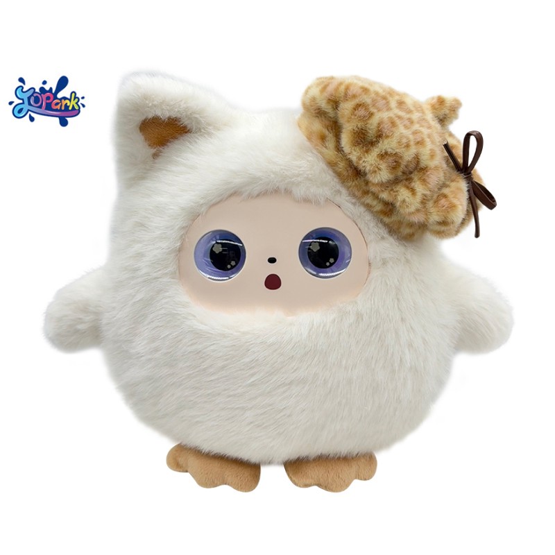AI Plush Toy Manufacturer - White Beret LED Screen