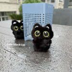 Kitten Keychain Manufacturer - Squeaky Black Big-Eyed Plush