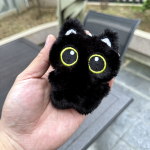 Kitten Keychain Manufacturer - Squeaky Black Big-Eyed Plush