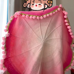 Rose Blanket Manufacturer - Super Soft Pink Gradient Hand-Knitted