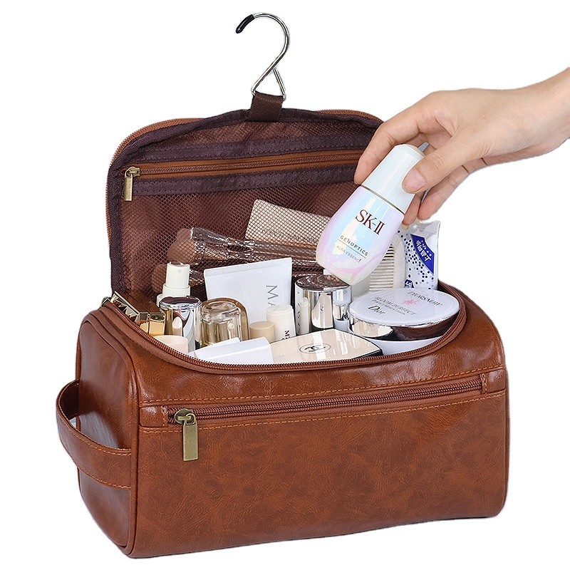 Toiletry Bag Manufacturer - Custom Large PU Leather Hanging