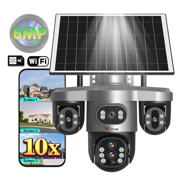 PTZ Solar Camera Manufacturer - 6MP 10X Zoom Three Lens