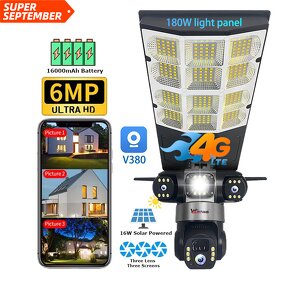 Solar Street Light Camera Factory - 6MP 180W Light 3 Lens