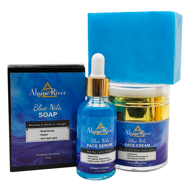 Low MOQ Custom Organic Vitamin C Skin Whitening and Exfoliating NILA Soap Facial Whitening Skin Care Set for Women