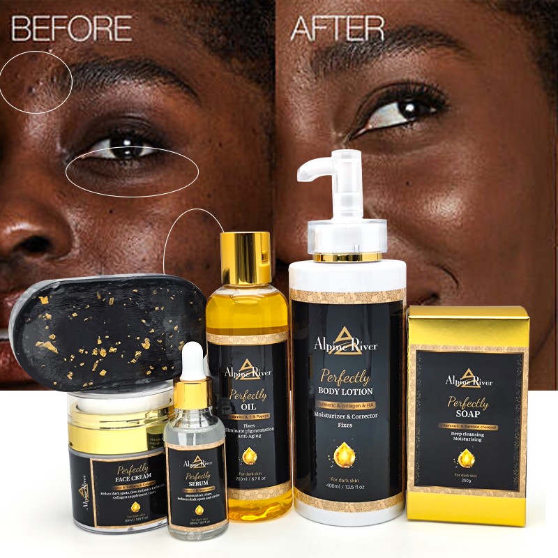 Private Label LANORIENT Vitamin E Remove Dark Spots And Even Skin Tone Luxury Carrot And Turmeric Skin Care Set For Black Skin