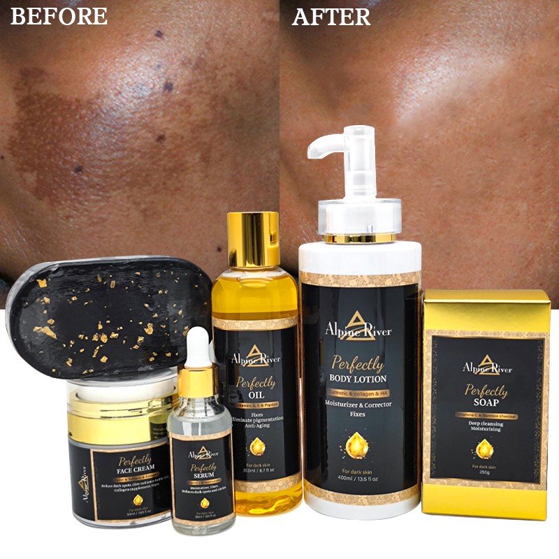 Private Label Vitamin C Skin Care Removing Dark Spots Body Care Nourishing Moisturizing Face Glow Skin Care Set for Black Women