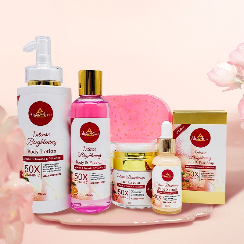 Private Label Korean Beauty Product 24k Gold Skin Whitening Face and Body Skin Care Set Arbutin Removing Dark Spots SkinCare Kit