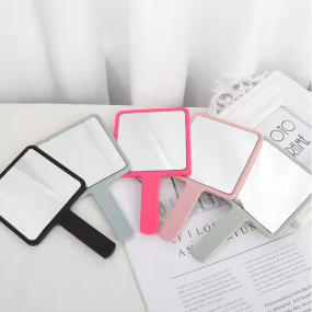 Makeup Mirror Factory - Customized Logo Fashion Black Pink Hand Mirror Mini