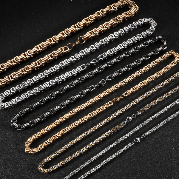 Necklace Factory - Stainless Steel Byzantine Chain 4mm-10mm Width
