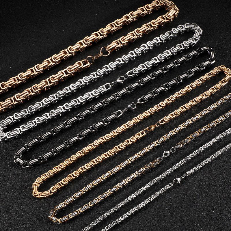 Necklace Factory - Stainless Steel Byzantine Chain 4mm-10mm Width