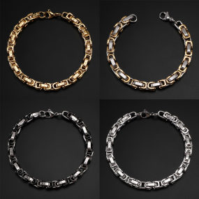 Men's Bracelet Supplier - Byzantine Imperial Stainless Steel Hip-Hop
