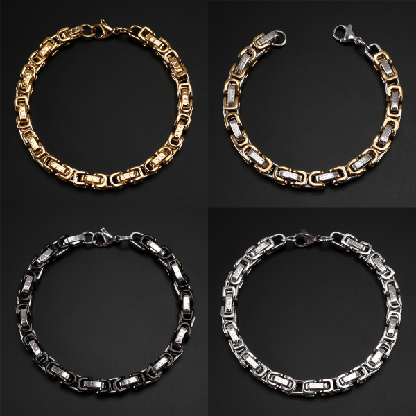 Men's Bracelet Supplier - Byzantine Imperial Stainless Steel Hip-Hop