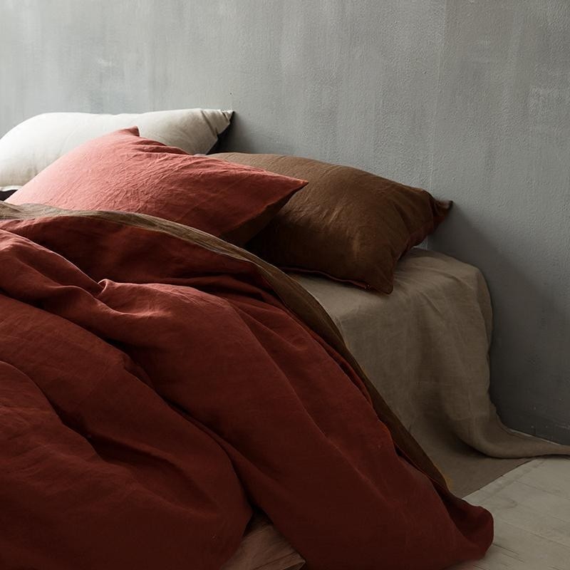Linen Duvet Set Factory - Khaki Colors Soft