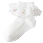 Cotton Socks Manufacturer - Embroidered Lace Trim