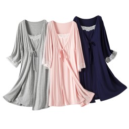 Satin Robe Factory - Women Ruffle Trim