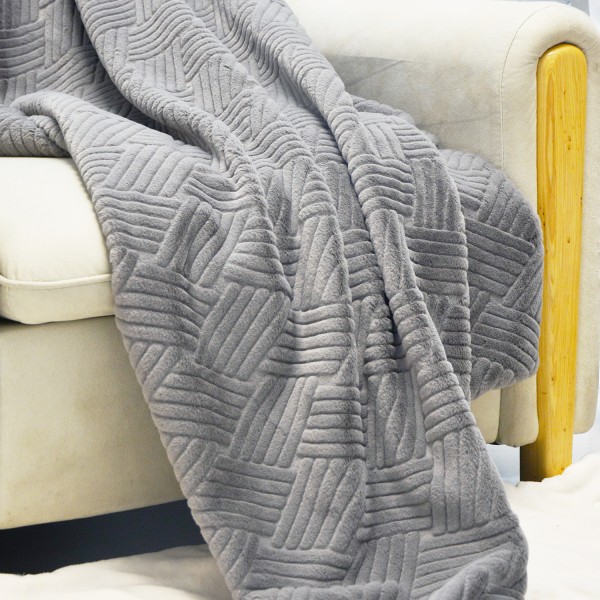 Rabbit Plush Blanket Supplier - Nordic Luxury Super Soft Stripe