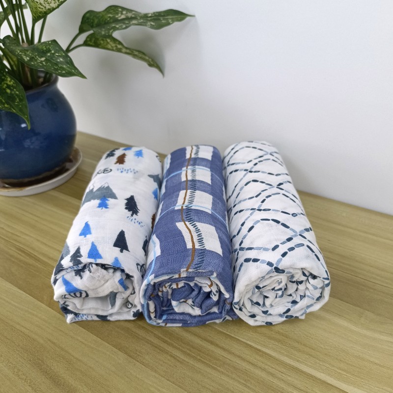 Cotton Swaddle Blanket Supplier - 3packs Muslin for Baby