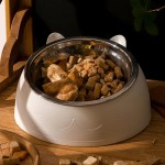 不锈钢倾斜宠物碗小圆形猫饲料颈部保护升高水和食物碗的狗和动物