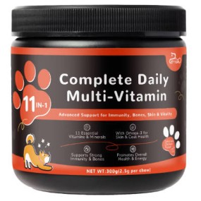 Professional Manufacturer 11 in 1 Complete Daily Multi Vitamin Chews for Pets Immunity Bones Skin Vitality Support