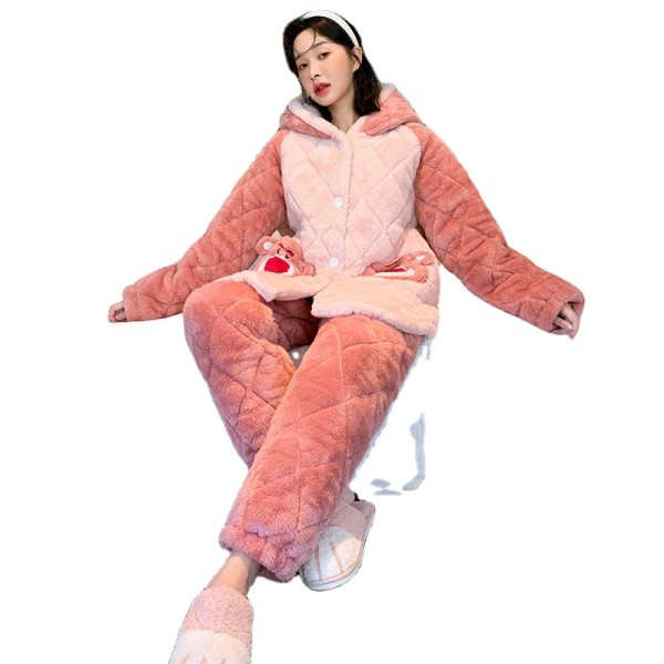 Men's Pajamas Manufacturer - Winter Three Layer Coral Velvet