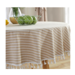 Rectangular Tablecloth Manufacturer - Solid Linen with Black Tassels
