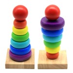 Stacking Toy Supplier - Wooden Rainbow Tower Game Blocks