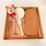 Plush Toy Set Manufacturer - Cartoon Bear with Bib Wooden Cards