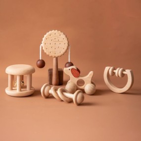 Wooden Rattle Supplier - New Design Beech Wood Molar Ring