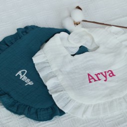 Muslin Bib Supplier - 100% Cotton Embroidered Name