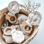 Teething Ring Supplier - Natural Beech Cotton Rabbit Ears