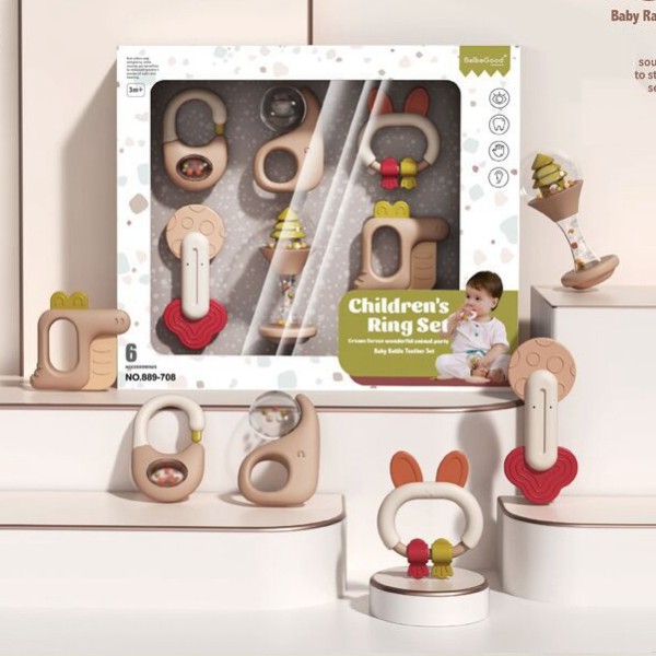 Baby Rattle Set Supplier - Teething Hand Bell Plastic Gift Set