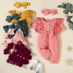 Lace Romper Factory - Short Sleeve Solid with Headband Set