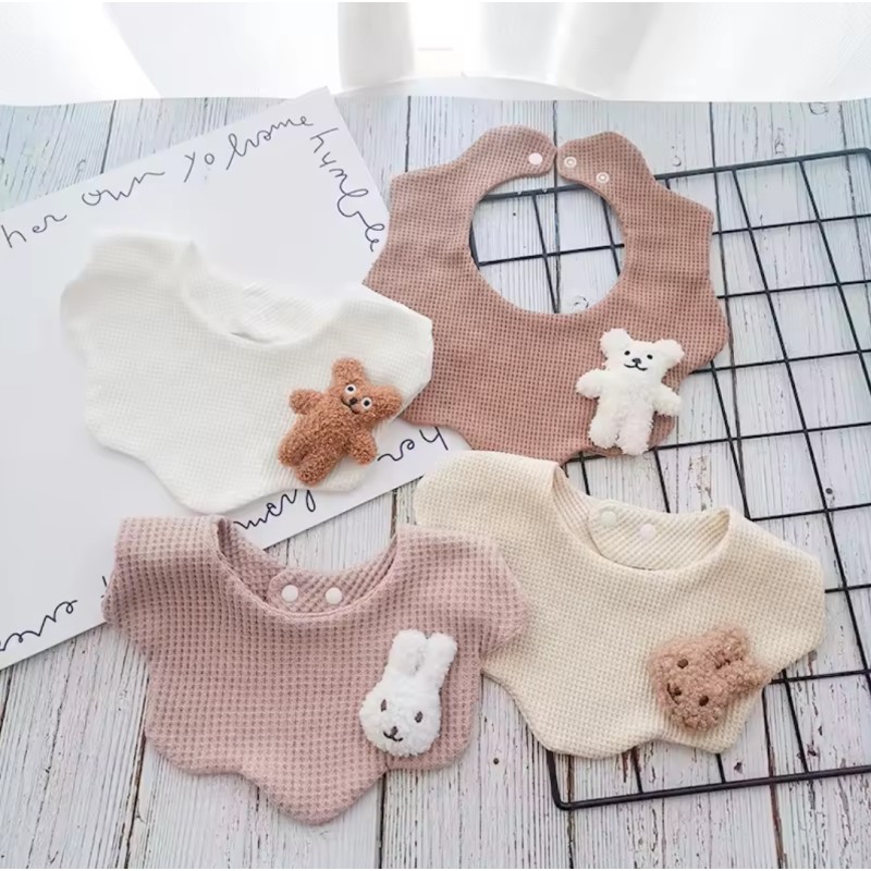 Waffle Bib Manufacturer - Cute 3D Plush Soft Snap Muslin