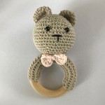 Baby Rattle Factory - Handmade Crochet Wood Ring Bear Shape
