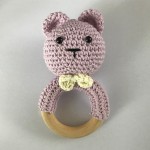 Baby Rattle Factory - Handmade Crochet Wood Ring Bear Shape