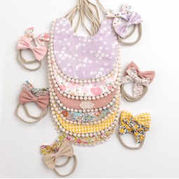 Baby Gift Set Supplier - Vintage Flower Bib Headband Set