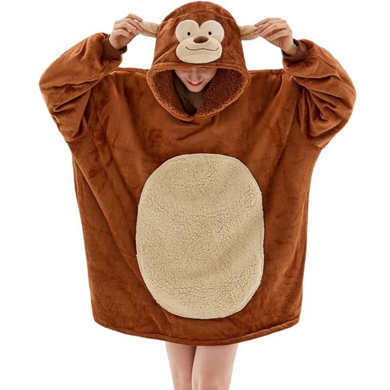 Hoodie Blanket Supplier - Monkey Pattern Flannel