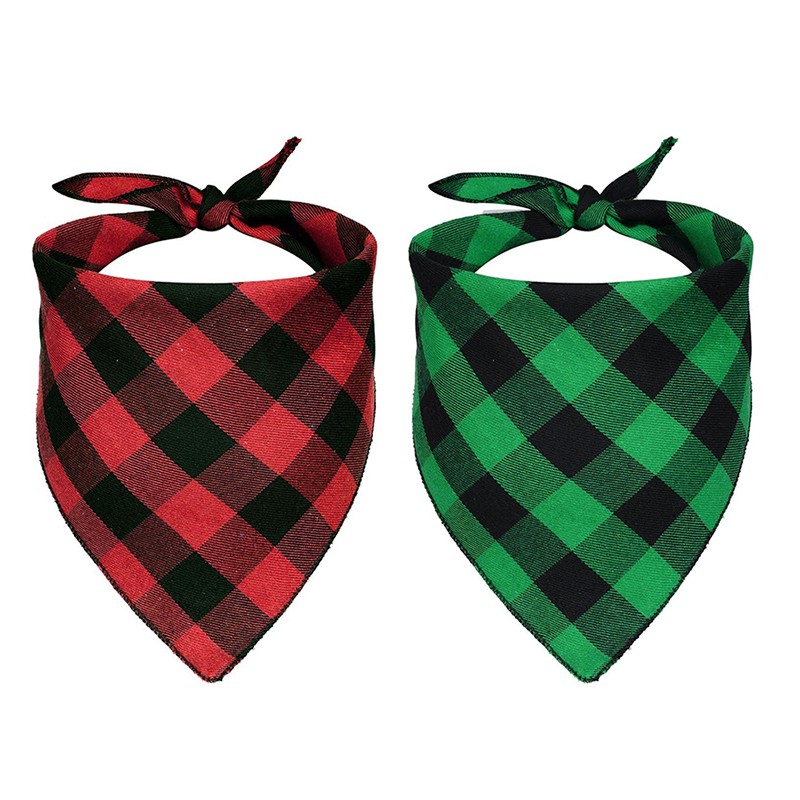 Dog Bandana Supplier - Christmas Plaid Triangle