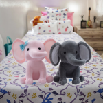 Elephant Plush Manufacturer - Colorful Pink Gray Custom Text Big Ears